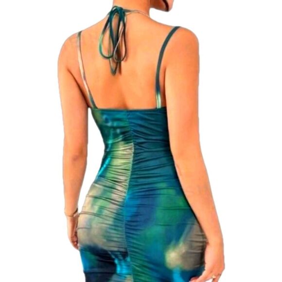 Tie dye abstract halter dress sz small - Picture 6 of 6